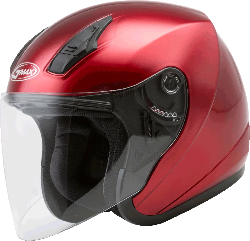 helmet for cold weather biking-GMax 72-4815 OF-17 Open-Face Helmet Candy Red