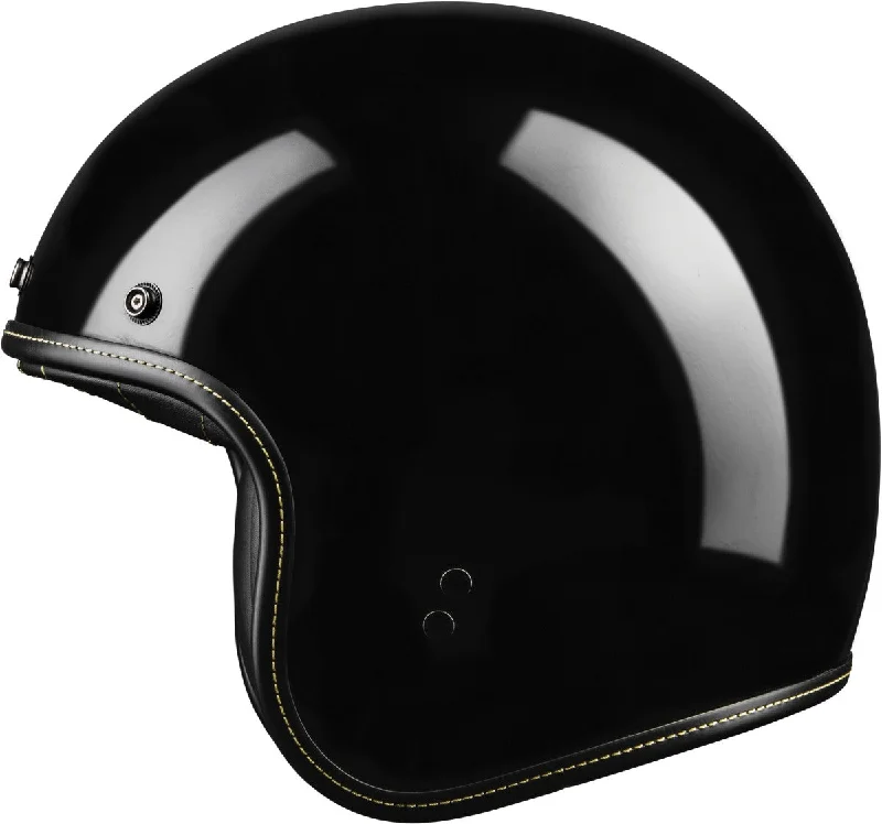 helmet with anti-microbial lining-Highway 21 Gloss Black .38 Retro Open Face 3/4 Helmet