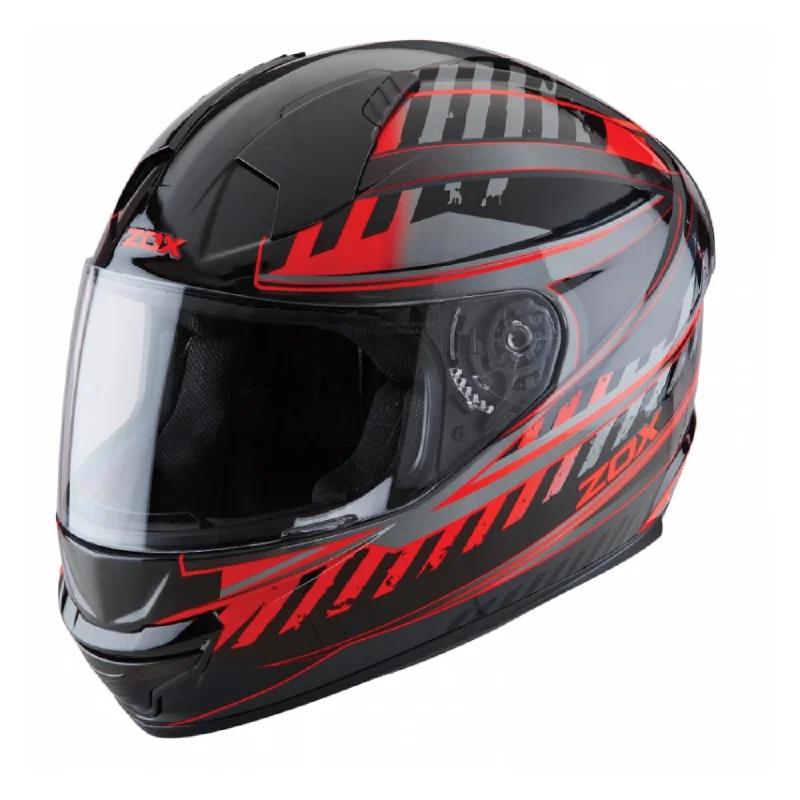 helmet with breathable lining-ZOX ST-11118 ‘Thunder 2’ Blade Red and Black Full-Face Motorcycle Helmet