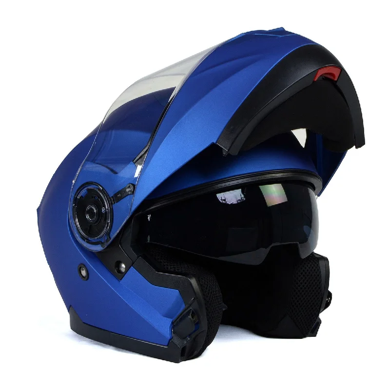 helmet for tactical sports-Milwaukee Helmets MPH9818DOT 'Breeze' Blue Advanced Motorcycle Modular Helmet for Men and Women Biker w/ Drop Down Visor