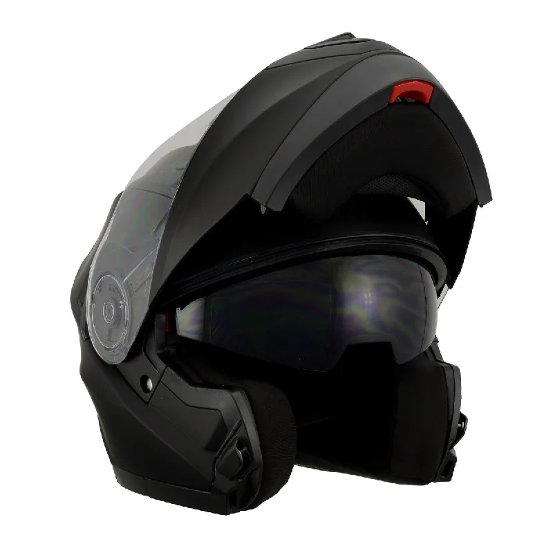 helmet for trail running-Milwaukee Performance Helmets MPH9803DOT 'Ionized' Matte Black Advanced Modular Motorcycle Helmet with Drop Down Visor