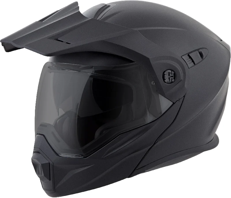 helmet for sport riders-Close Out Scorpion Exo 75-1508 EXO-AT950 Cold Weather Helmet Matte Black  (Electric) 75-1580L