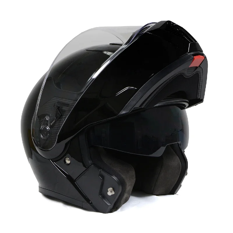 helmet for mountain trails-Milwaukee Helmets Gloss Black Menace Advanced Motorcycle Modular Helmet w/Drop Down Visor for Men and Women DOT Approved MPH9813DOT