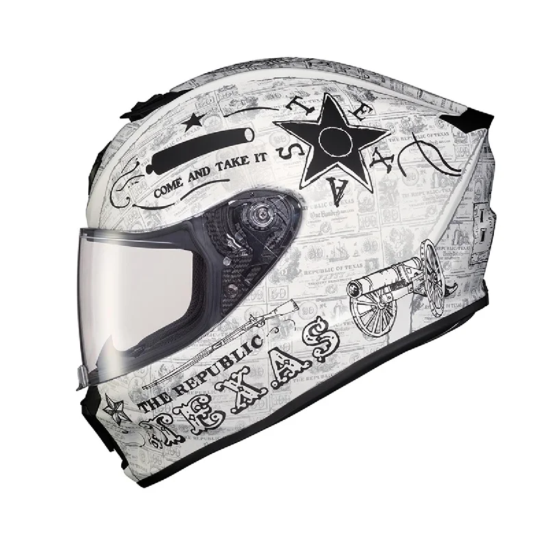 helmet with reflective details for night visibility-Scorpion EXO-R420 'Lone Star' White Full-Face Helmet