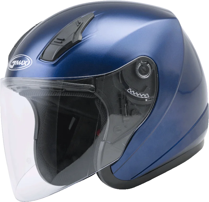 helmet with non-slip chin strap-GMax 72-4813 OF-17 Open-Face Helmet Blue