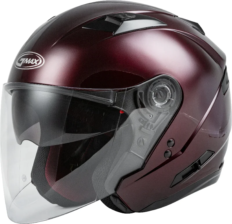 helmet with removable visor-GMax 72-4859 OF-77 Open-Face Helmet Wine Red