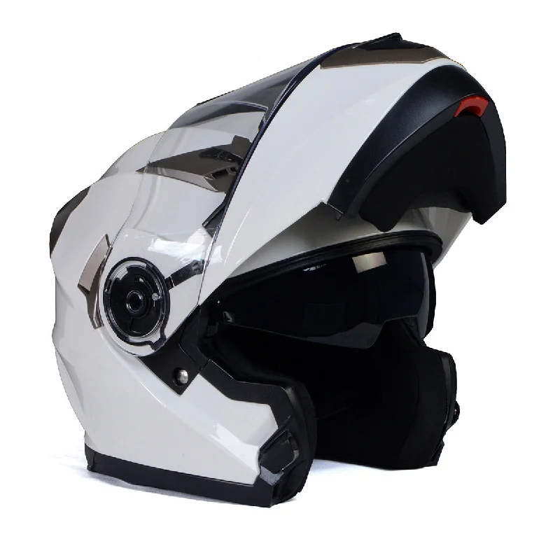 helmet with wind tunnel optimization-Milwaukee Helmets MPH9807DOT 'Ionized' Gloss White Advanced Motorcycle Modular Helmet for Men and Women Biker w/ Drop Down Visor