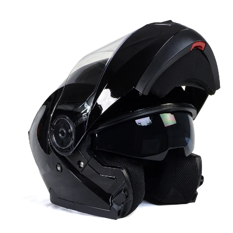 helmet for gravel biking-Milwaukee Helmets MPH9815DOT 'Breeze' Gloss Black Advanced Motorcycle Modular Helmet for Men and Women Biker w/ Drop Down Visor