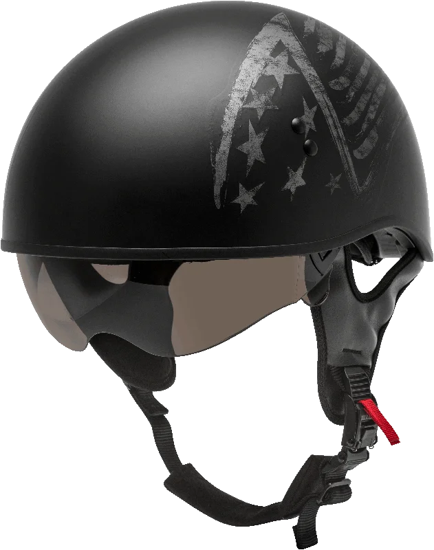 helmet for comfortable long rides-GMax 72-5647 HH-65 'Bravery' Half HelmetMatte Black/Grey