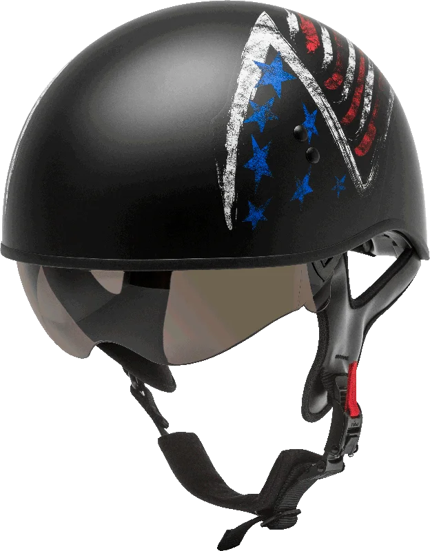 helmet for protective gear enthusiasts-GMax 72-5648 HH-65 'Bravery' Half HelmetMatte Black/Red/White/Blue