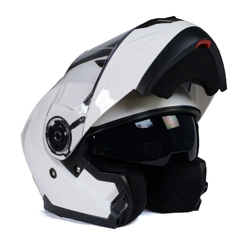 helmet for triathlon-Milwaukee Helmets MPH9816DOT 'Breeze' White Advanced Motorcycle Modular Helmet for Men and Women Biker w/ Drop Down Visor