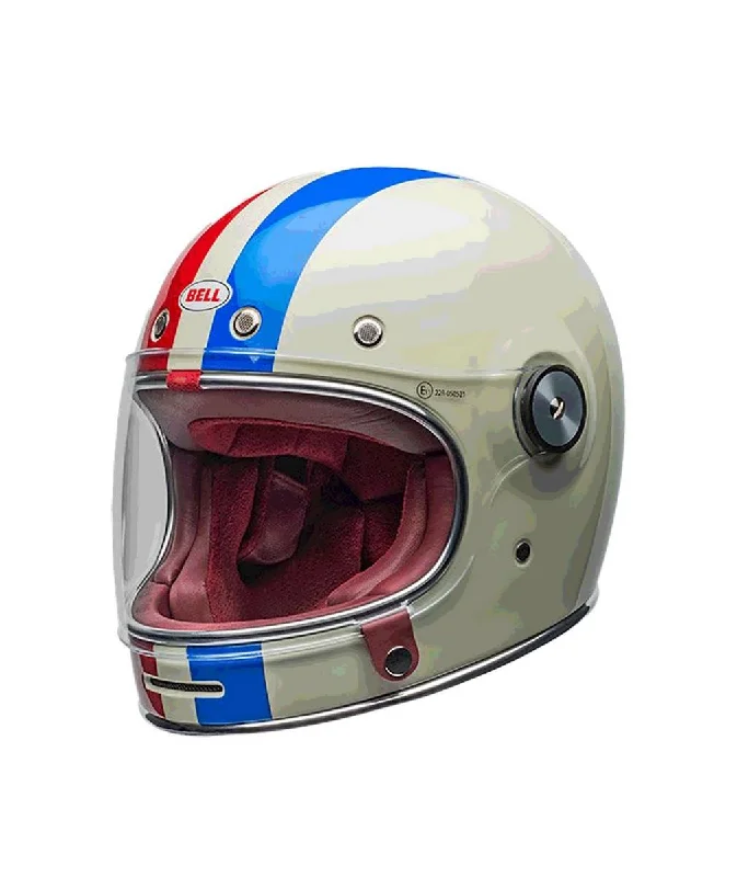 helmet with padding for comfort-Bell Bullitt Command Gloss Vintage White/Oxblood/Blue Full Face Helmet