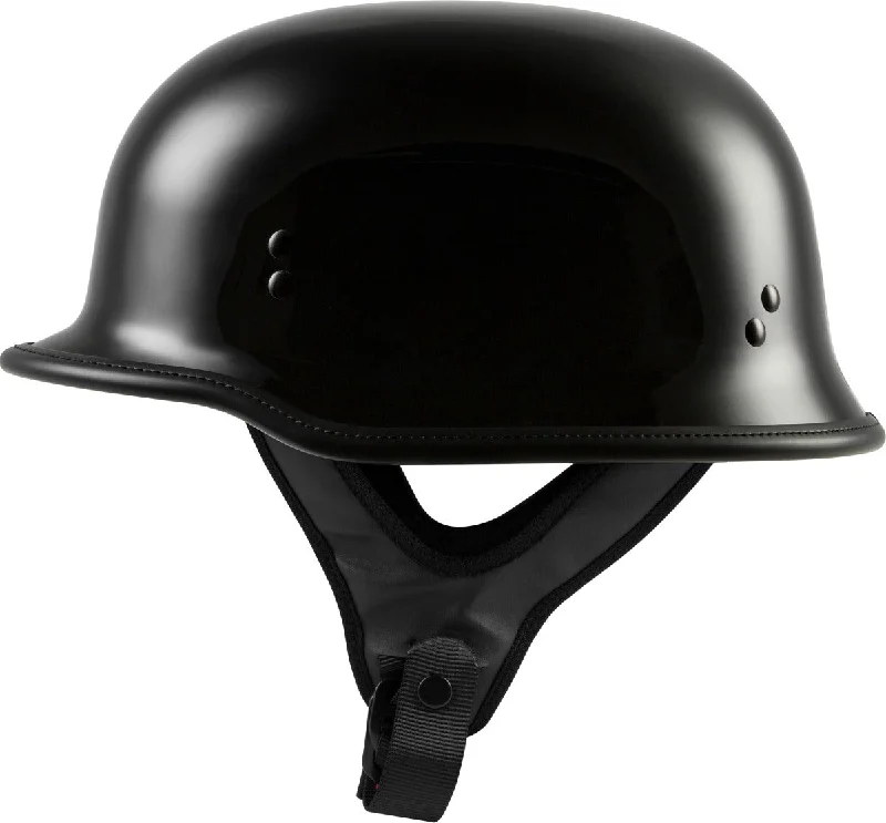 helmet with detachable visor-Highway 21 9MM Gloss Black German Beanie Helmet