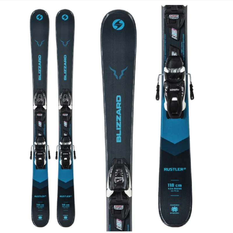 Skis for maximum control on high-speed runs-2024 Blizzard Rustler Twin Jr w/ Marker 4.5 Binding