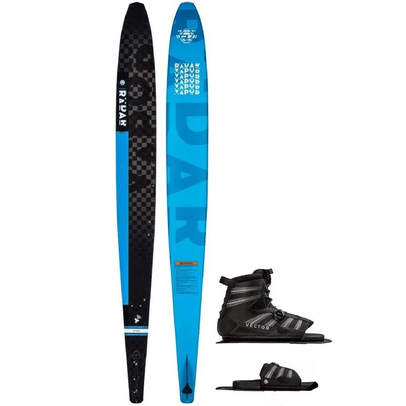 Skis for exploring remote, untouched snow regions-2024 RADAR VAPOR PRO BUILD SKI W/ VECTOR BOA BOOT & RTP - BLUE