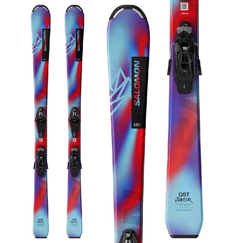 Skis for expert skiers tackling tough slopes-2025 Salomon QST Jr w/ Salomon C5 GW Demo Bindings