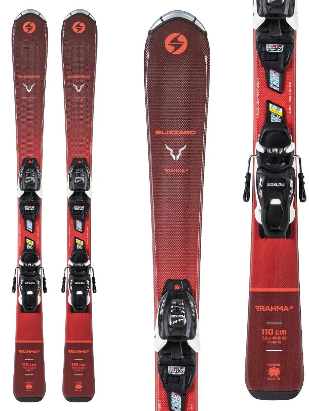 Skis with a wide body for improved flotation-Blizzard Junior's Brahma Jr System Skis With 4.5 FDT Ski Bindings 2023