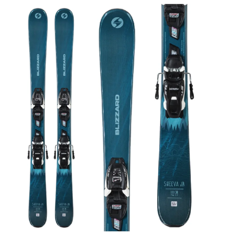 Skis for deep powder exploration and fast descents-Blizzard Sheeva Twin Jr Skis w/ Marker 7.0 FDT Bindings