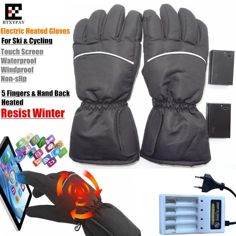 womens gloves with reinforced palm grips-BTXYPAY Heated Snowboard Gloves