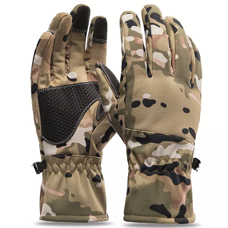 womens fashionable gloves with button accents-CAMO SKI Snowboarder Gloves