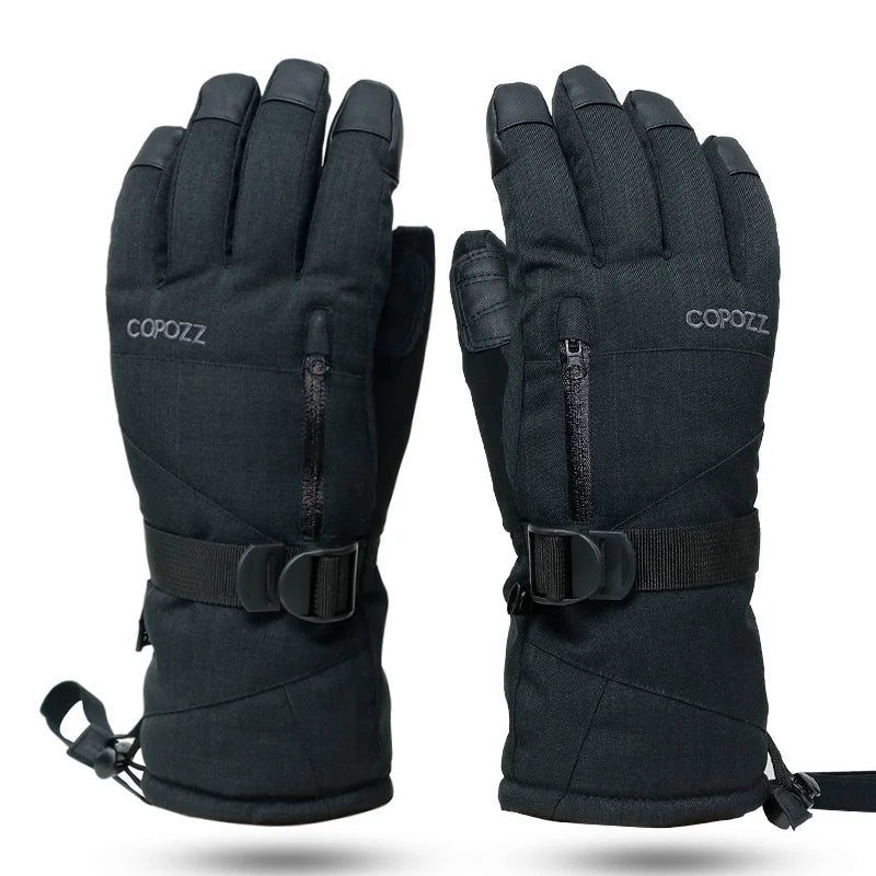 womens wool gloves with anti-slip grip-COPOZZ-20 Degree Thermal Waterproof Ski Gloves