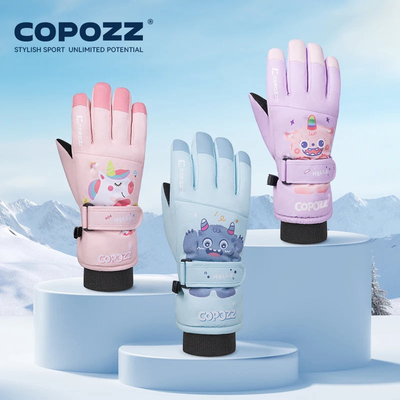 womens thermal mittens for snow and ice-COPOZZ Boys / Girls Ski Gloves