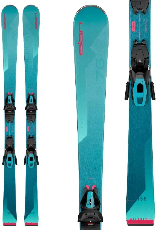 Skis for alpine and freestyle skiers-Elan Ladies Wildcat 76 System Ski With ELW 9.0 Ski Bindings 2023-2024