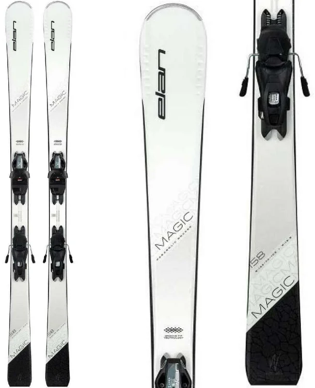 Skis for skiers exploring snowy terrain and backcountry-Elan White Magic System Ski With EL 9.0 Ski Bindings 2024