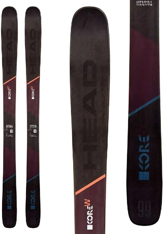 Skis for skiing in extreme weather and snow conditions-Head Ladies Kore 99 Flat Ski 2019-2020