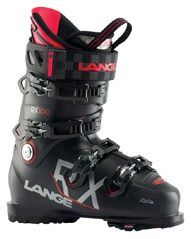 ski boots with BOA closure system-Lange RX 100 Gripwalk All Mountain Ski Boots  - Black / Red - 2023