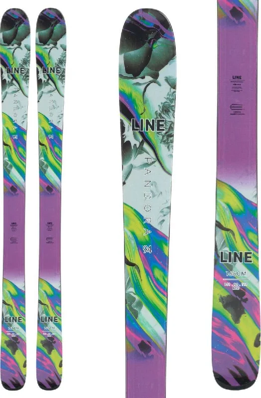 Skis for tackling both hard and soft snow terrain-Line Women's Pandora 94 Skis 2024