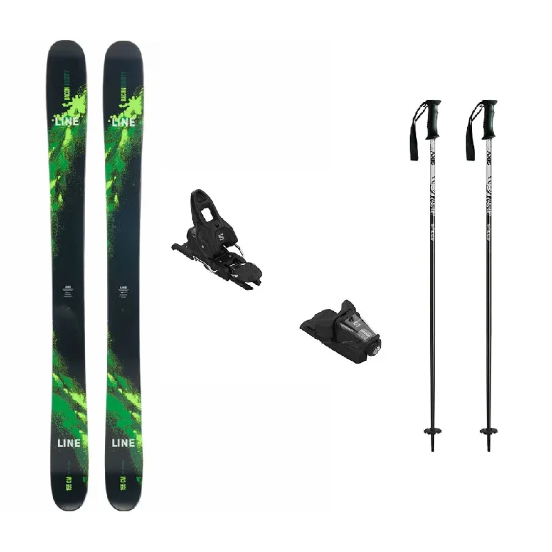 ski bindings with easy-to-adjust clamps-Line Bacon Shorty Junior Skis 2024 with Salomon Stage 10 Bindings Ski Package