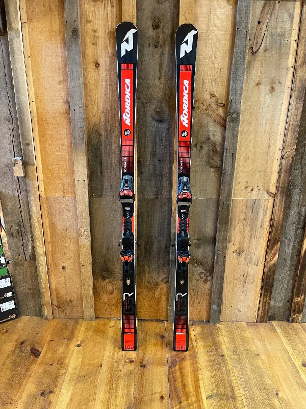 Skis for exploring and pushing skiing limits-Nordica Dobermann GSR Race Skis with Marker Xcell Bindings - DEMO SKI