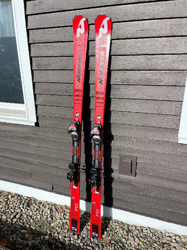 ski bindings for high-performance downhill skiing-Nordica Dobermann Spitfire Pro Skis with Marker TPX 12 Bindings - 174cm - Demo Ski