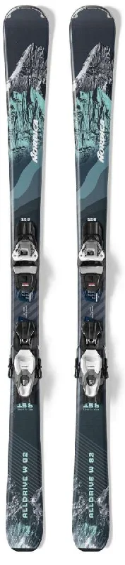 Skis for quick turns and sharp carving-Nordica Women's Alldrive 82 Skis with Compact 10 FDT Bindings 2023