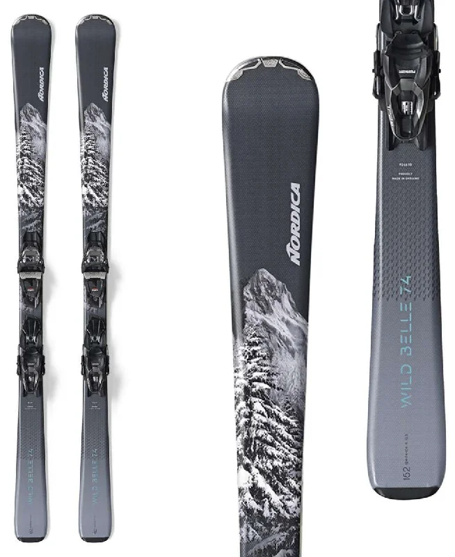 Skis for professional skiers seeking peak performance-Nordica Women's Wild Belle 74 Skis with FDT 10 Bindings 2024