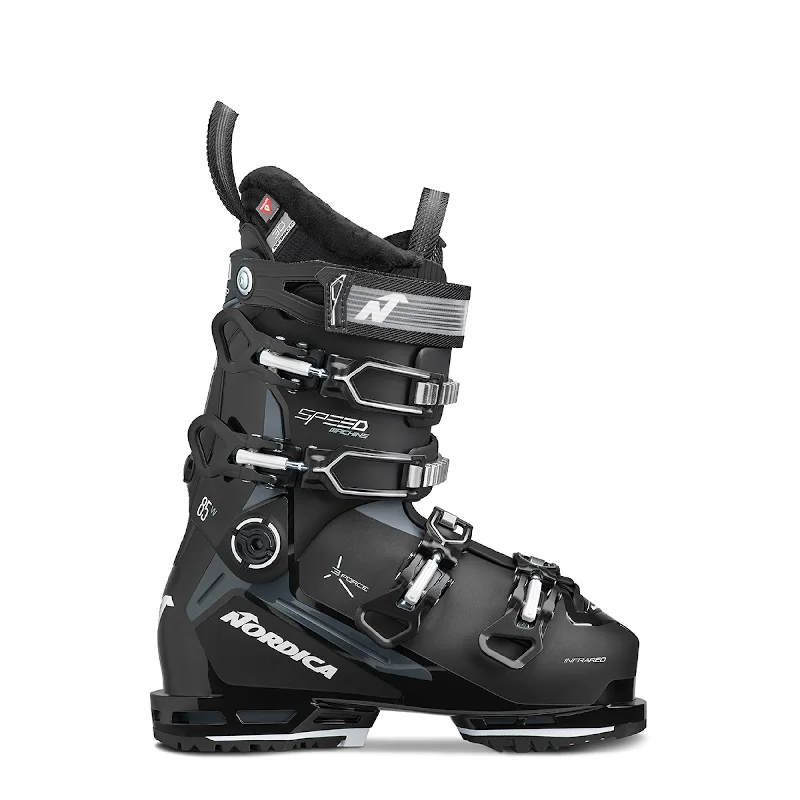 ski boots for wide feet with maximum comfort-Nordica Speedmachine 3 85 Women's Ski Boots 2023 (Black/White)