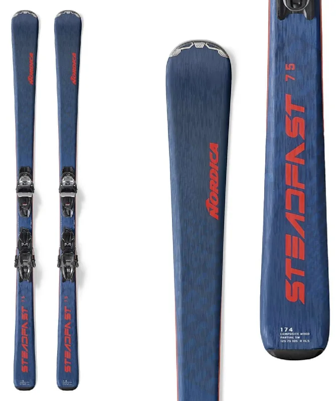 Skis for skiing with control in deep, fluffy snow-Nordica Steadfast 75 CA Skis with TP2 10 FDT Bindings 2024