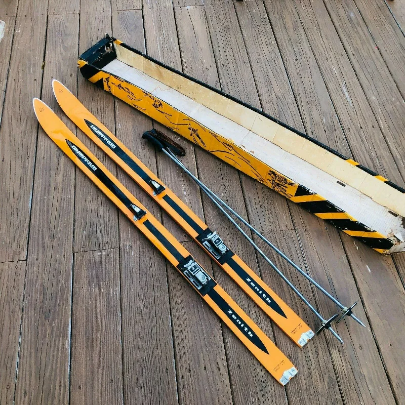 Skis for a perfect all-around mountain experience-Olympique Childrens Vintage Skis and Poles