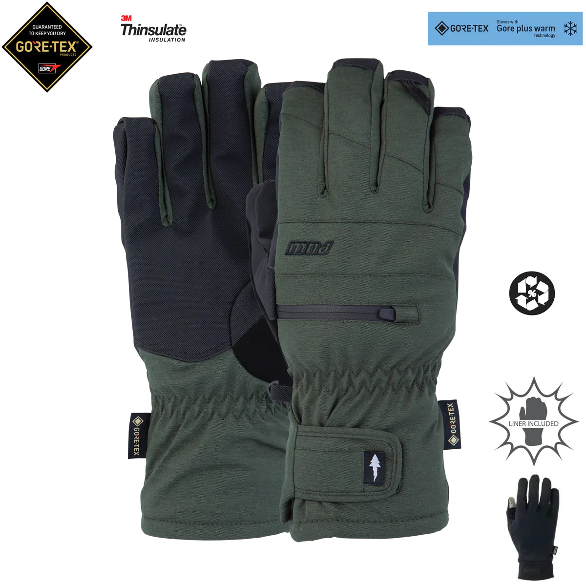 womens durable gloves for outdoor activities-POW WAYBACK GTX - PLUS WARM LINER