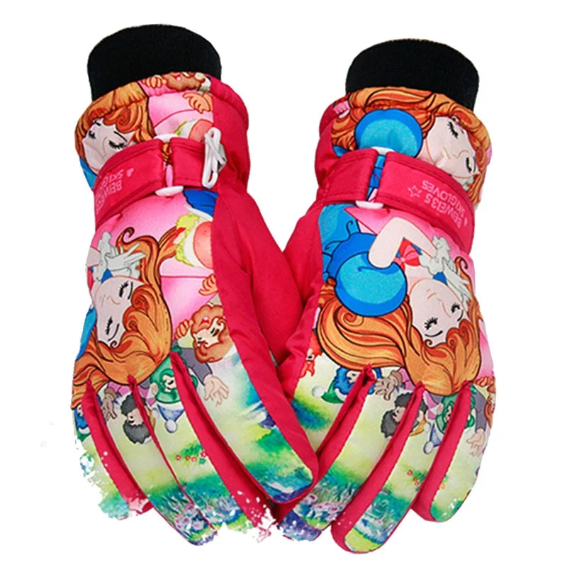 womens leather gloves with quilted patterns-POWERPAI Children Snowboard Gloves