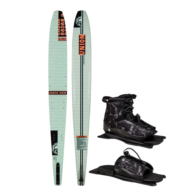 Skis with a narrow waist for precise carving-Radar Womens Union Slalom Ski with Lyric Boot & RTP