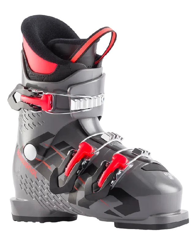 ski boots for professional skiers-Rossignol Hero J3 Kid's Ski Boots - Meteor Grey - 2023