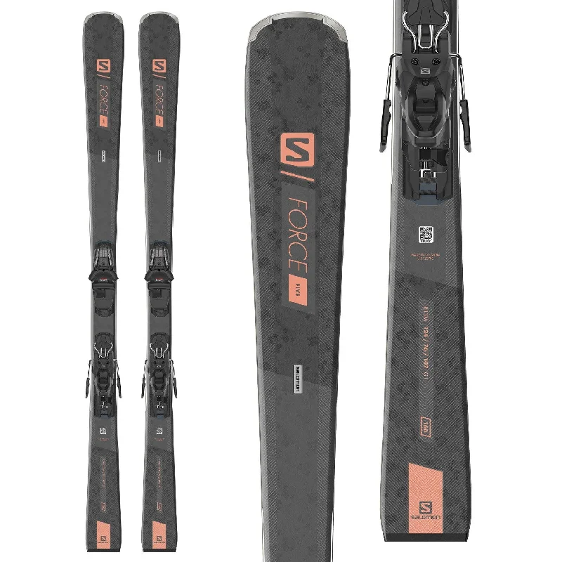 Skis for tackling icy mountain trails-Salomon Women's Force 5 System Skis with M10 Ski Bindings 2021