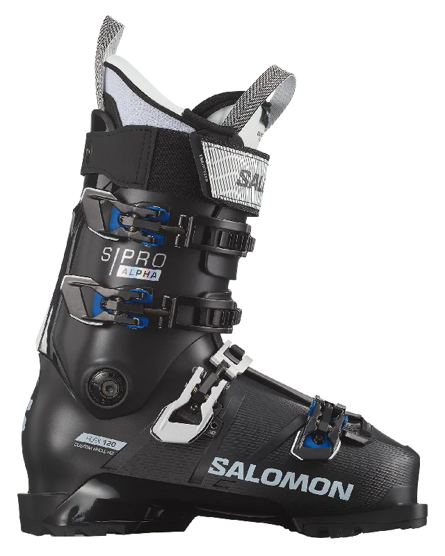 ski boots for downhill racing-Salomon S/Pro Alpha 120 El Ski Boots - Black/Race Blue