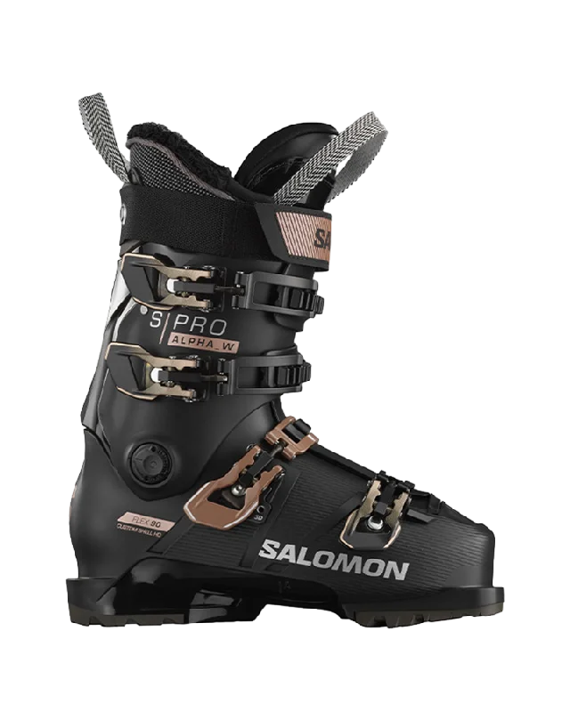 ski boots for high-speed carving-Salomon S/Pro Alpha 90 Women's Ski Boots - Black