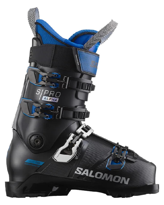 ski boots for splitboarding-Salomon S/Pro Alpha 120 EL Ski Boots - Black / Race Blue - 2023