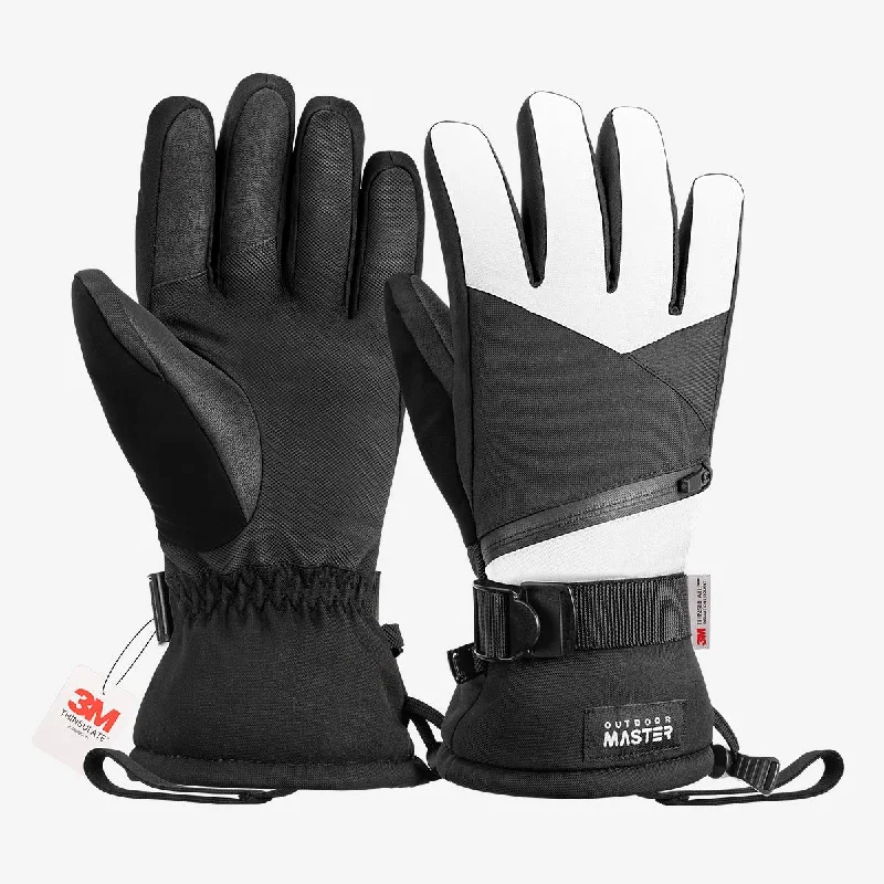 womens winter gloves with fur accents-3M Thinsulate Waterproof Ski Gloves for Men & Women