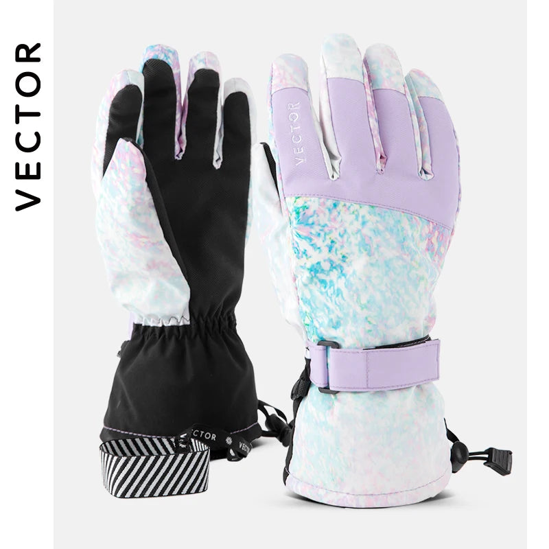 womens stretchy knit gloves for a snug fit-VECTOR Colorful Skier Gloves