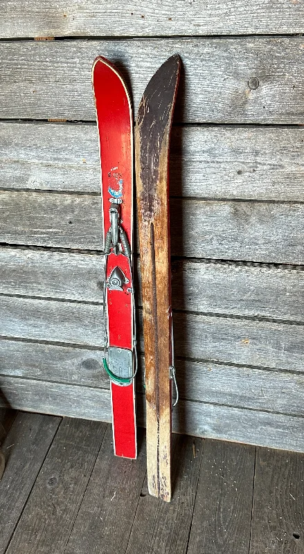 Skis for ski adventures in extreme weather-Vintage Red Snow Patrol Skis